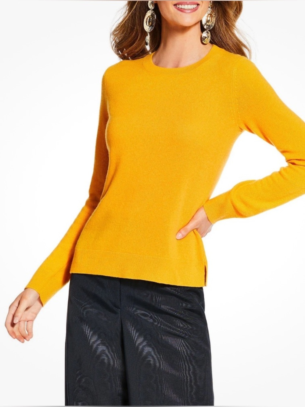 NWT ANTONIO MELANI Cashmere Cameron Crewneck Golden Glow Sweater Size XL